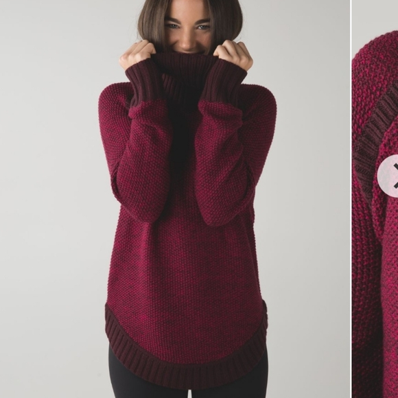 Lululemon passage to Prana sweater in berry rumble/Heathered Bordeaux drama - Picture 9 of 11